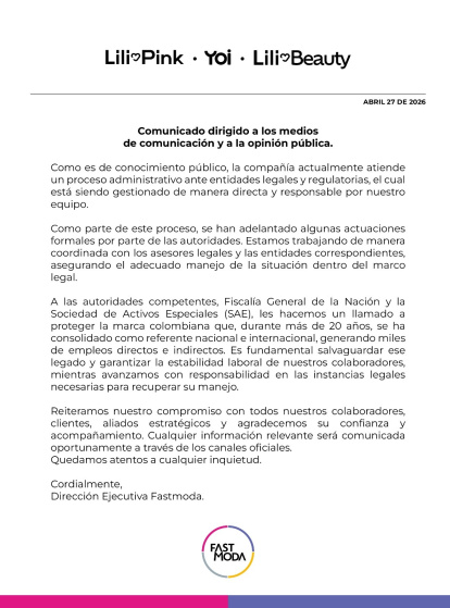 La empresa Fastmoda se pronunció sobre los allanamientos en las instalaciones de Lili Pink.